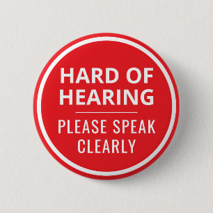 Minimalist Red Text Hard of Hearing Button
