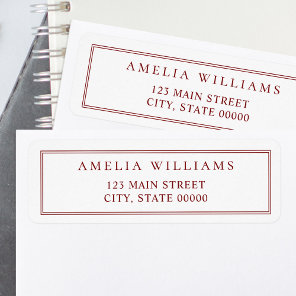 Minimalist Red Two Border Return Address Label