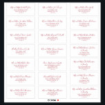 Minimalist Red Wedding Guest Address Labels<br><div class="desc">These minimalist red wedding guest address labels are perfect for a simple wedding. The modern romantic design features classic red and white typography paired with a rustic yet elegant calligraphy with vintage hand lettered style. Customizable in any color. Customize each label with the name and address of your guests. 21...</div>
