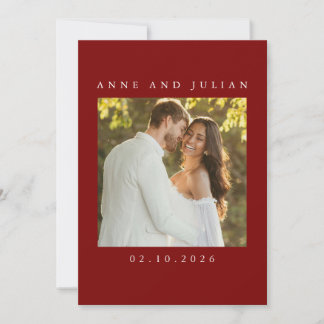 Minimalist Red Wedding Invitation with a photo