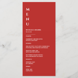Minimalist Red Wedding Menu