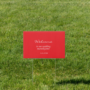 Minimalist Red Wedding Welcome Yard Sign