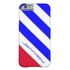 Minimalist Red, White, and Blue Stripe, Name,