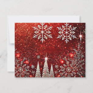 Minimalist Red & White Christmas Tree – Elegant Ho Holiday Card