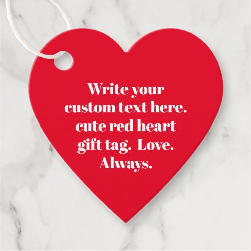 Minimalist red white custom text cute heart favor tags