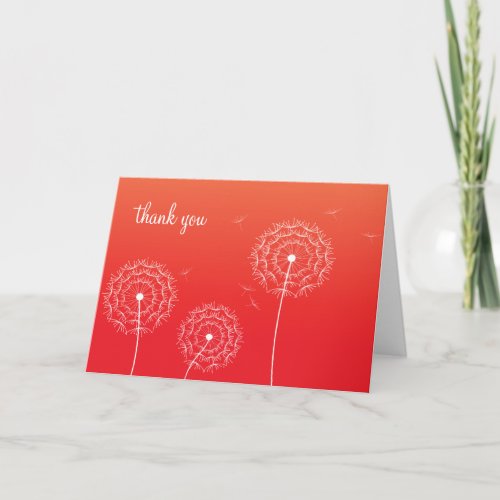 Minimalist Red White Dandelion Flower Thank You 