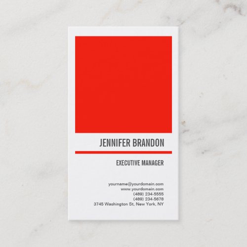 Minimalist Red White Modern Professional Business Card