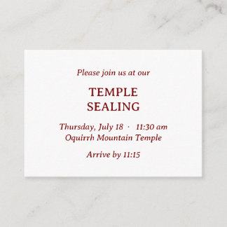 Minimalist Red & White Temple Sealing Invitation