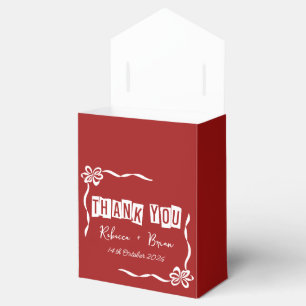 Minimalist Red & White Thank You Wedding Favor Boxes