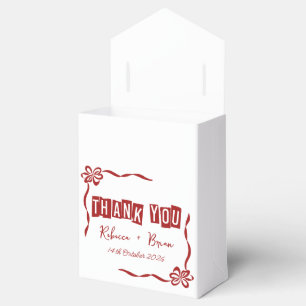 Minimalist Red & White Thank You Wedding Favor Boxes