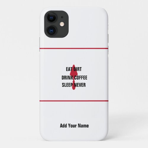 Minimalist Red White Trowel Add Your Name iPhone 11 Case