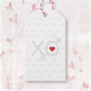 Minimalist Red White XO XO  Heart Valentine's Day Gift Tags