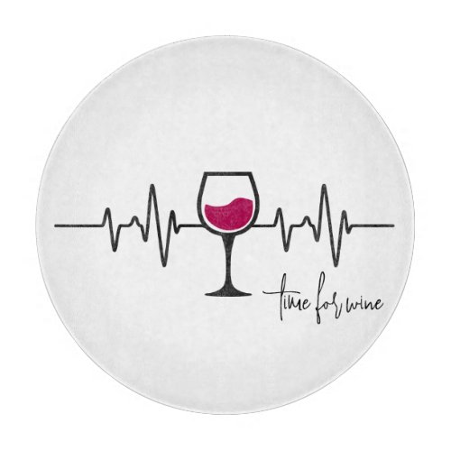 Minimalist Red Wine Lover Heart beat  Cutting Board