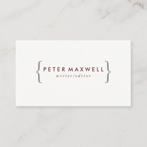 Minimalist Red with Brackets Business Card