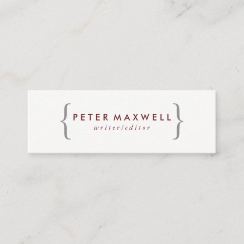 Minimalist Red with Brackets Mini Business Card