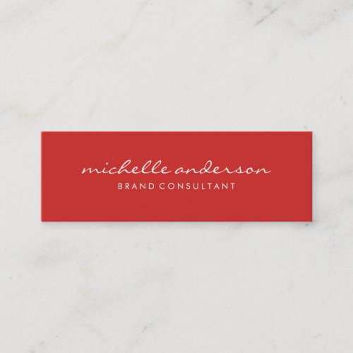 Minimalist Red with Cursive Text Mini Business Card