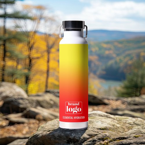 Minimalist Red Yellow Gradient Elemental Logo Water Bottle