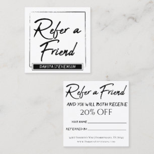 Minimalist Referral Professional Black and White Card