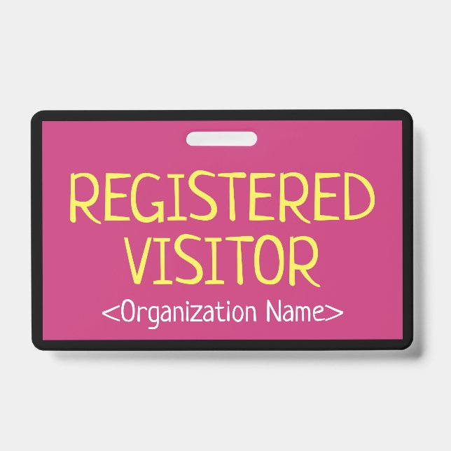 Minimalist "REGISTERED VISITOR" Badge (Front)