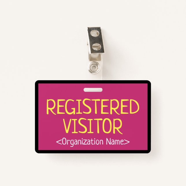 Minimalist "REGISTERED VISITOR" Badge (Front with Clip)