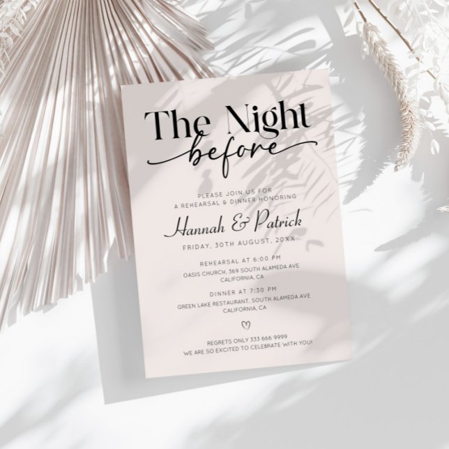 Minimalist Rehearsal Dinner Invite Night Before (Creator Uploaded)