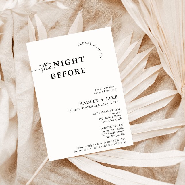 Minimalist Rehearsal Dinner Invite | Night Before (Creator Uploaded)