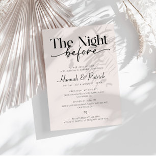 Minimalist Rehearsal Dinner Invite Night Before