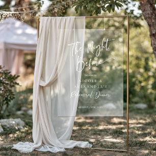 Minimalist Rehearsal Dinner Sign White Lettering