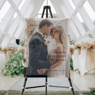 Minimalist Rehearsal Dinner Sign With Custom Photo