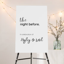 Minimalist Rehearsal Dinner The Night Before SIgn