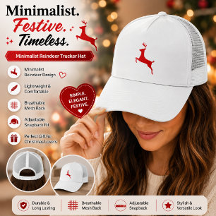Minimalist Reindeer Christmas Trucker Hat - Festiv