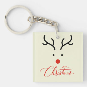 Minimalist Reindeer Face Christmas Keychain