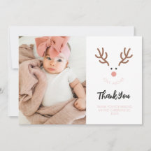 Minimalist Reindeer First Christmas Thank You