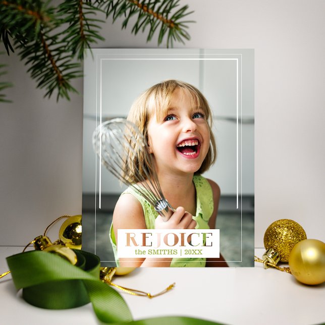 Minimalist Rejoice Modern Text Photo Postcard (Creator Uploaded)