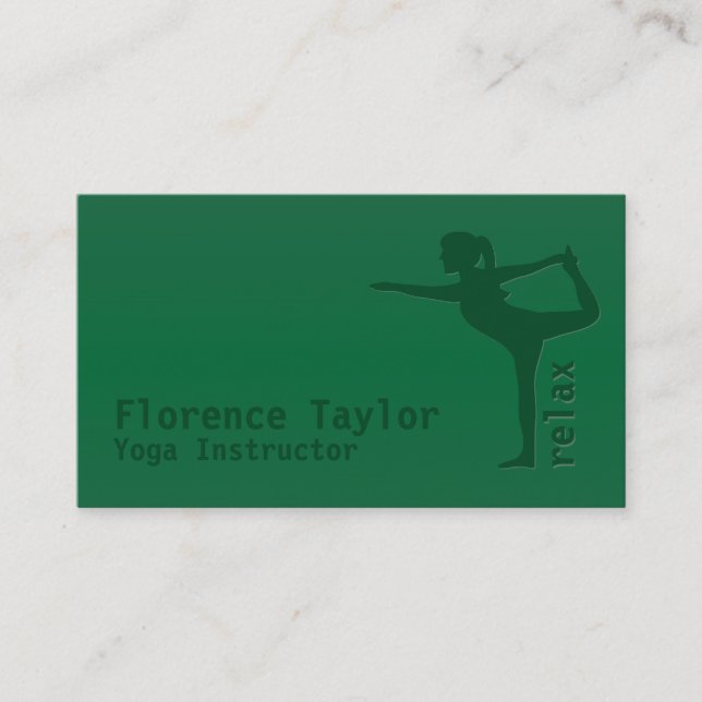 Minimalist Relax Green Yoga Instructor Business Card (Front)