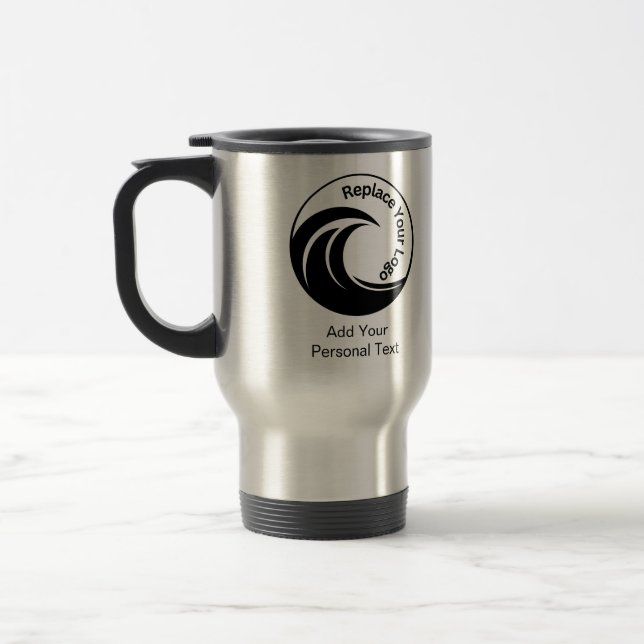 Minimalist Replace logo & Custom Text  Travel Mug (Left)