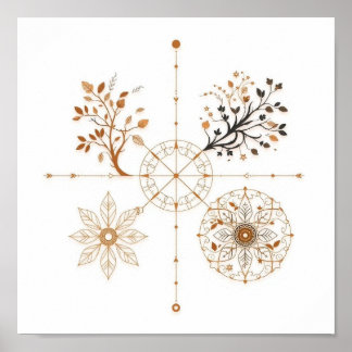 Minimalist Representation of the Four Seasons Poster