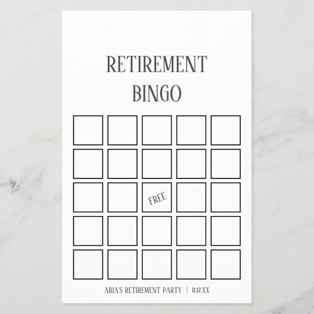 Minimalist Retirement Bingo Cards Flyer (Front)