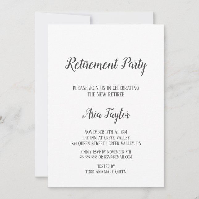 Minimalist Retirement Party Invitation (Front)