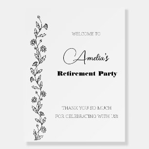 Minimalist retirement simple doodle daisy black foam board