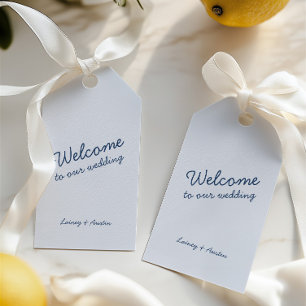 Minimalist Retro Blue Wedding Gift Tag