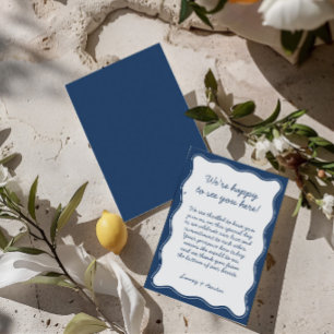 Minimalist Retro Blue Wedding Welcome Thank You Card