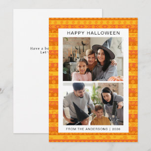 Minimalist Retro Boho Pattern Halloween Photo Holiday Card