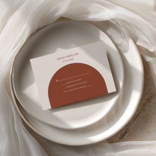 Minimalist Retro Boho Terracotta Arch Wedding RSVP Card