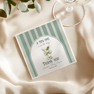 Minimalist Retro Bow Tini One Martini Baby Shower Napkins