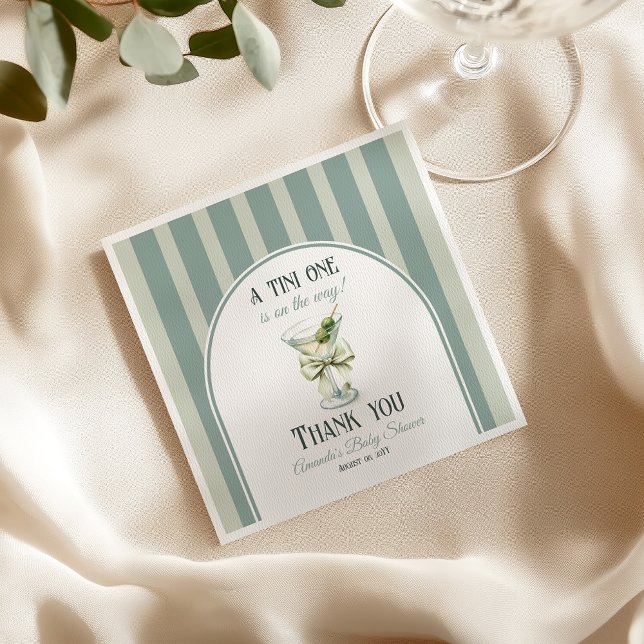 Minimalist Retro Bow Tini One Martini Baby Shower Napkins (Creator Uploaded)