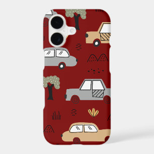 Minimalist Retro Cars Seamless Pattern in Neutral iPhone 17 Case