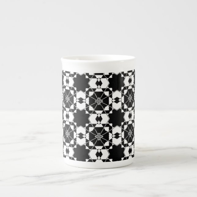 Minimalist retro check pattern – Monochrome design Bone China Mug (Front)