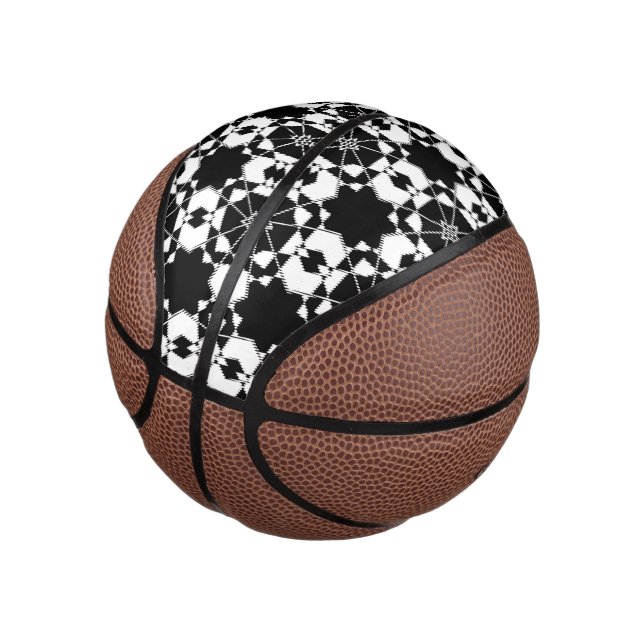 Minimalist retro check pattern – Monochrome design Mini Basketball (Angled)