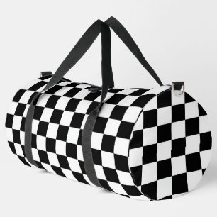 Minimalist Retro Checkered – Monochrome Streetwear Duffle Bag